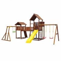 детский городок jungle gym jungle palace + jungle cottage (без горки) + bridge link (жесткий мост) +